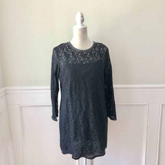 French Connection Black Lace Shift Dress LS 12 - Picture 1 of 6